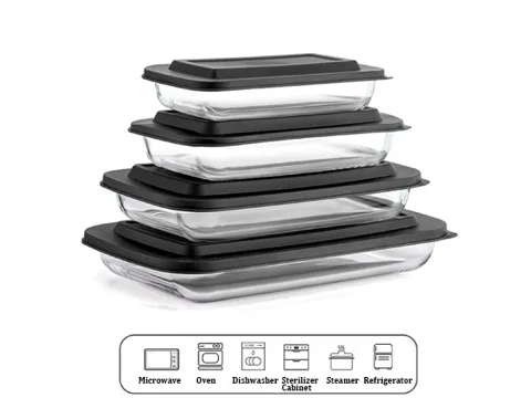 pcs Borosilicate Glass Baking Dishes Bakeware Sets With Lids — view 2