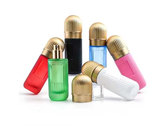 Colored Fancy Glass Perfume Spray Bottles with Gold Caps — main view