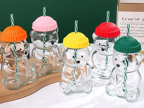 () Bear Shaped Glass Beverage Bottles — view 4