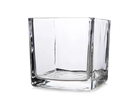 Clear and Frosted Square Glass Candle Jars with Lids — view 1