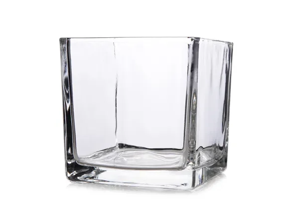 Clear and Frosted Square Glass Candle Jars with Lids — main view