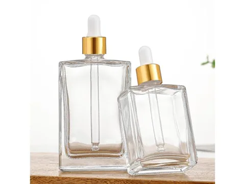 () Rectangular Clear Glass Dropper Bottles Essential Oil — view 2