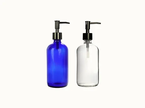 Blue/Clear Glass Bathroom Bottles