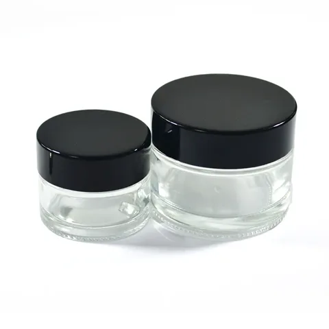 Clear Body Butter Jars with Black Caps