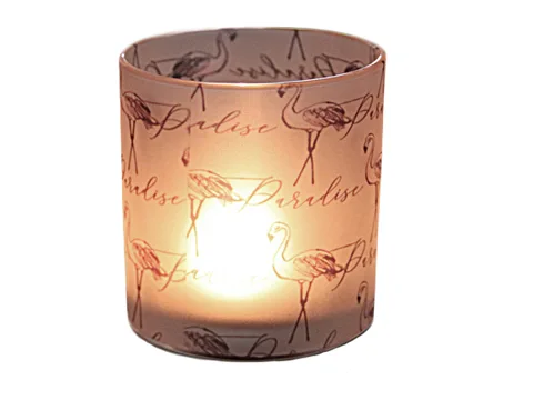 Flamingo Print Glass Candle Jar — view 2