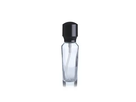 Clear Glass Lotion Bottle with Black Pump Head and