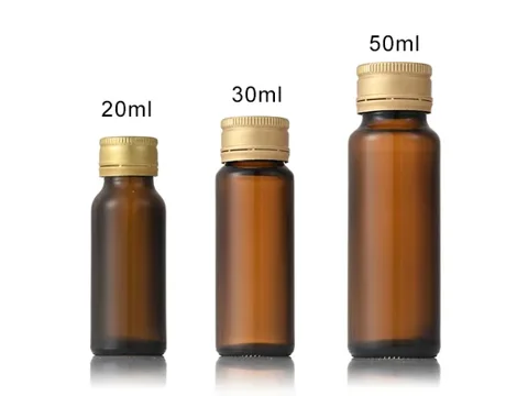 Straight Amber Glass Liquid Medicine Bottle with Lids — view 2