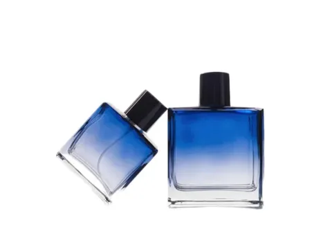 Square Gradient Blue Glass Perfume Bottle — view 1