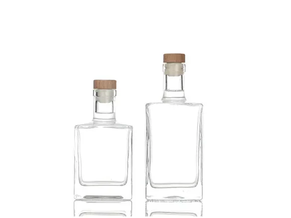 Square Clear Glass Whiskey Bottle — main view
