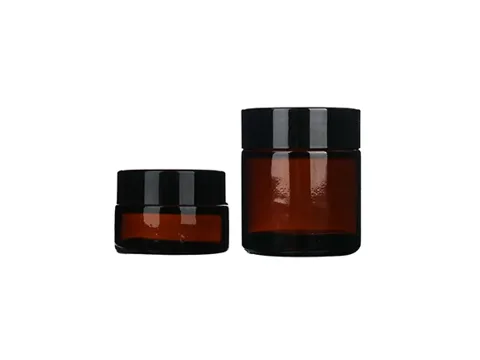 Brown Glass Cream Jars — view 1