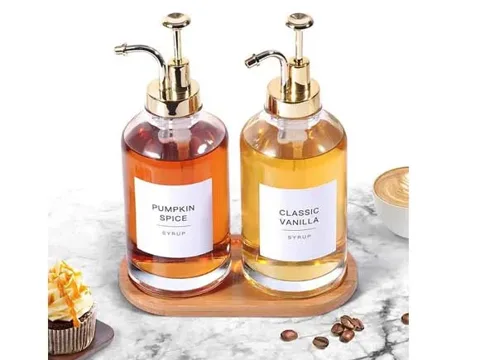 Clear Glass Coffee Syrup Dispenser Bottles — view 2