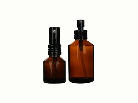 Amber Shoulder Spray/Pump Round Glass Lotion Bottles