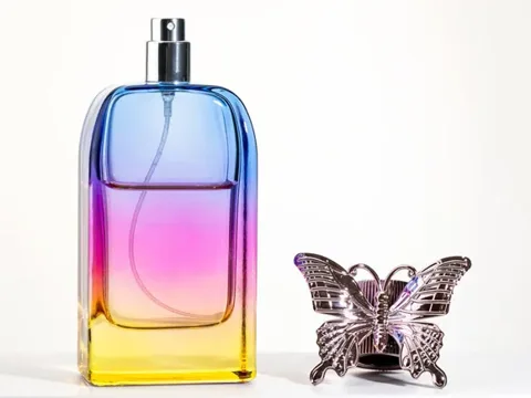 Gradient Color Glass Perfume Spray Bottles With Butterfly Caps — view 2
