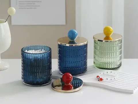Glass Jewelry Storage Jars with Stainless Steel Lids — view 1