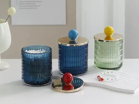 Glass Jewelry Storage Jars with Stainless Steel Lids — main view