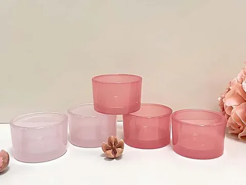 () Pink Glass Candle Jars