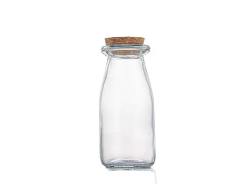 Round Glass Milk Bottles With Wooden Cork