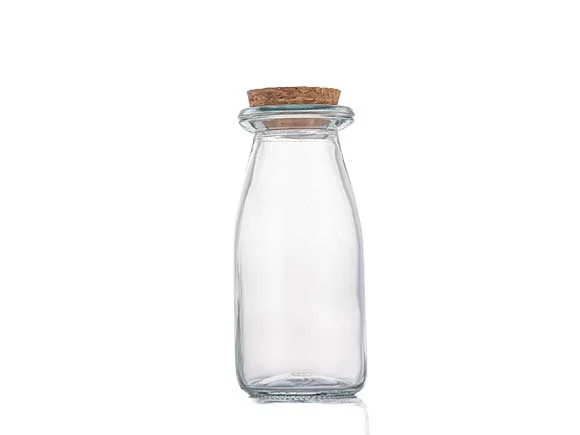 Round Glass Milk Bottles With Wooden Cork — main view