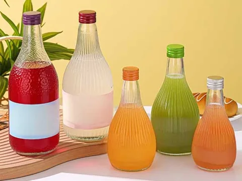 Clear Glass Beverage Drink Bottles With Screw Caps — view 2