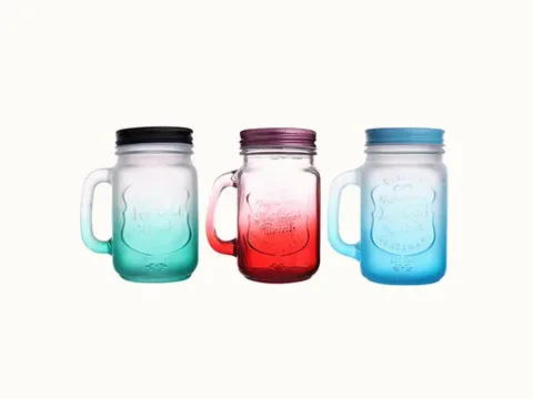Red/Blue/Green Glass Mason Jars with Lids