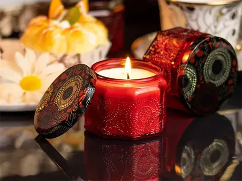 () Embossed Glass Candle Jar With Lids — view 2