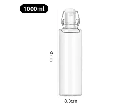 Cylinder Clear Glass Bottles With Swing Top Lids — view 3