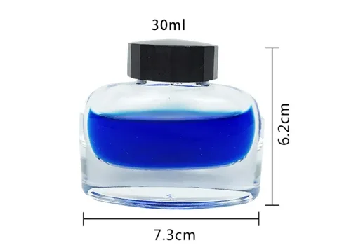Oval Clear Glass Ink Bottle with Screw Cap — view 2