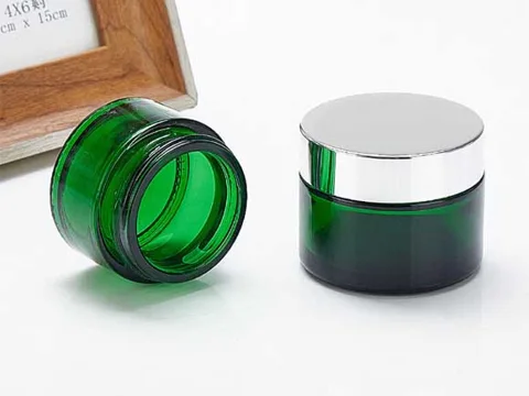 Green Glass Cosmetic Jars — view 3