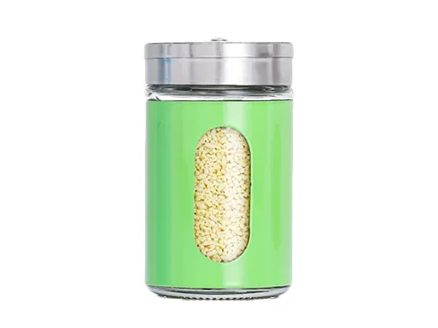 Round Colorful Spice Jars Glass