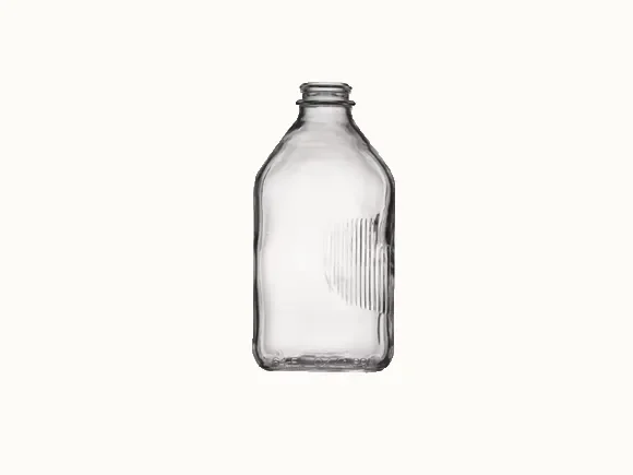 () Clear Frosted Square Almond Milk Jug Glass Bottle — main view