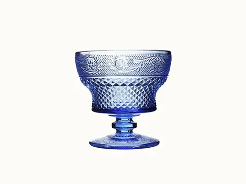 Blue Glass Fruit Salad Bowl