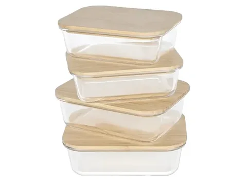 Glass Freezer Container Food Jars with Bamboo Lids