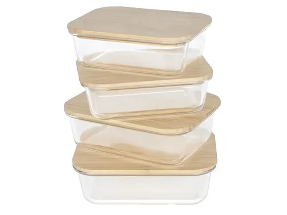 Glass Freezer Container Food Jars with Bamboo Lids — main view