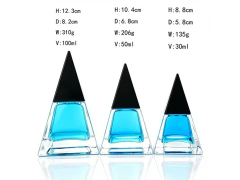 Pyramid Glass Perfume Bottles with Lids — view 2