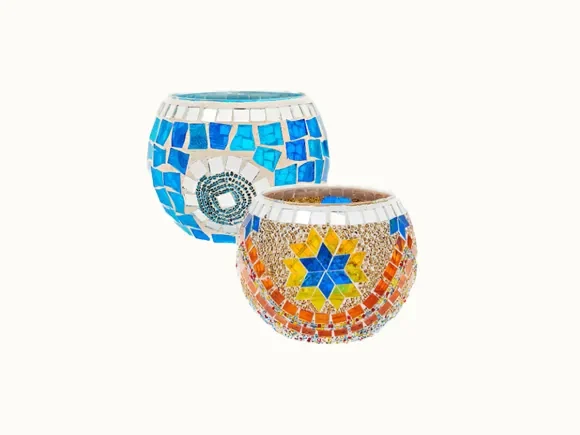 Marble Mosaic Candle Jar with Lids — main view