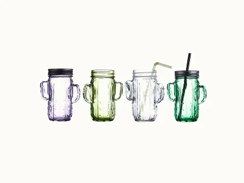 Clear/Yellow/Green Glass Mason Jars