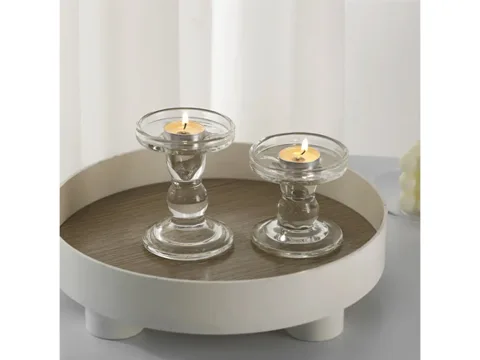 Roman Column Candlestick Glass Candle Holders — view 3