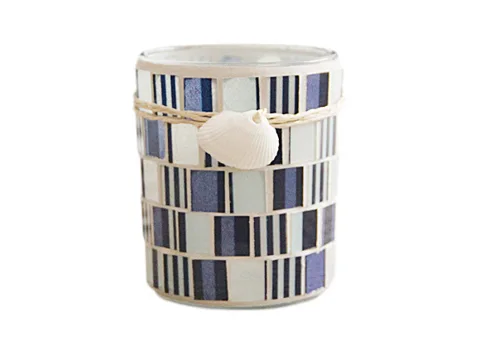 Mosaic Style Simple Glass Candle Jar with Shell Decoration — view 3