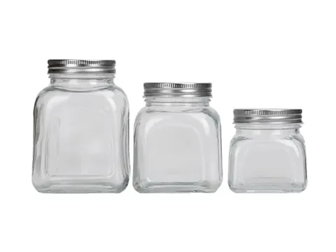 Square Glass Jar With Metal Lid