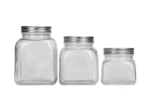 Square Glass Jar With Metal Lid — main view