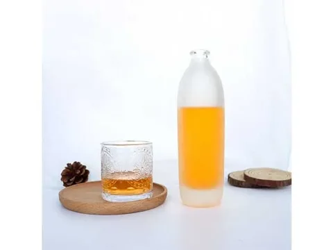 Frosted Round Glass Liquor Bottles — view 3