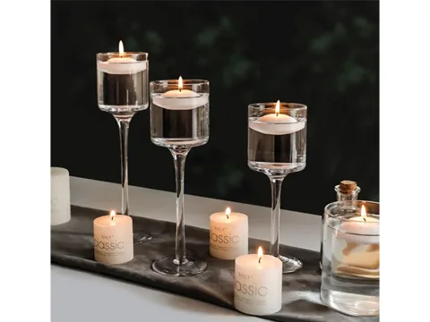 Tall Glass Pillar Candle Holders Candlestick — view 2