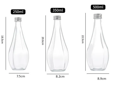Hexagon Glass Juice Beverage Bottles with Lids — view 3
