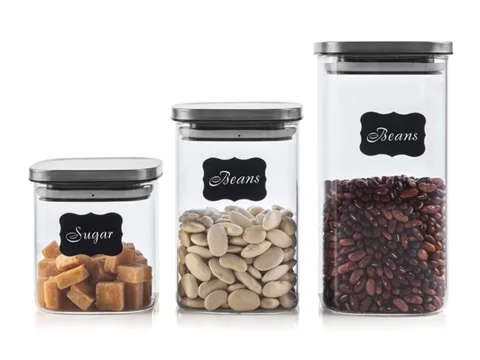 Square Borosilicate Glass Bottles with Lids — view 2