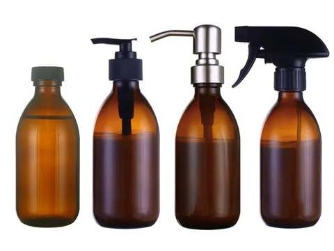 Glass Amber Shampoo and Conditioner Hand Sanitizer Soap Bottles