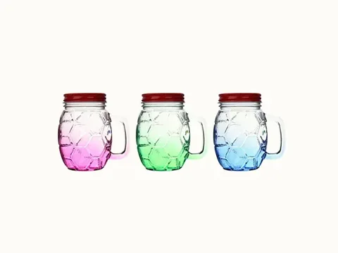 Pink/Blue/Green Wide Mouth Mason Jars Glasses