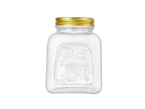 Honey Jar Transparent Embossed Glass Jam Jar Pickle Jar — view 2