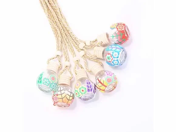 Floral Art Printed Round Car Perfume Bottle — main view