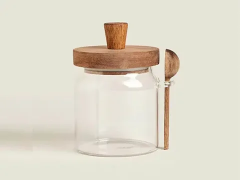 Glass Body Butter Jar Bath Sault with Wooden Lid