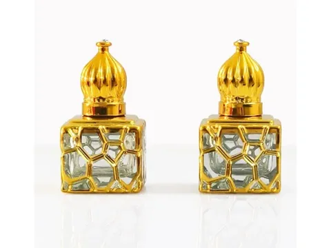 Golden Electroplated Oud Glass Essential Oil Bottle